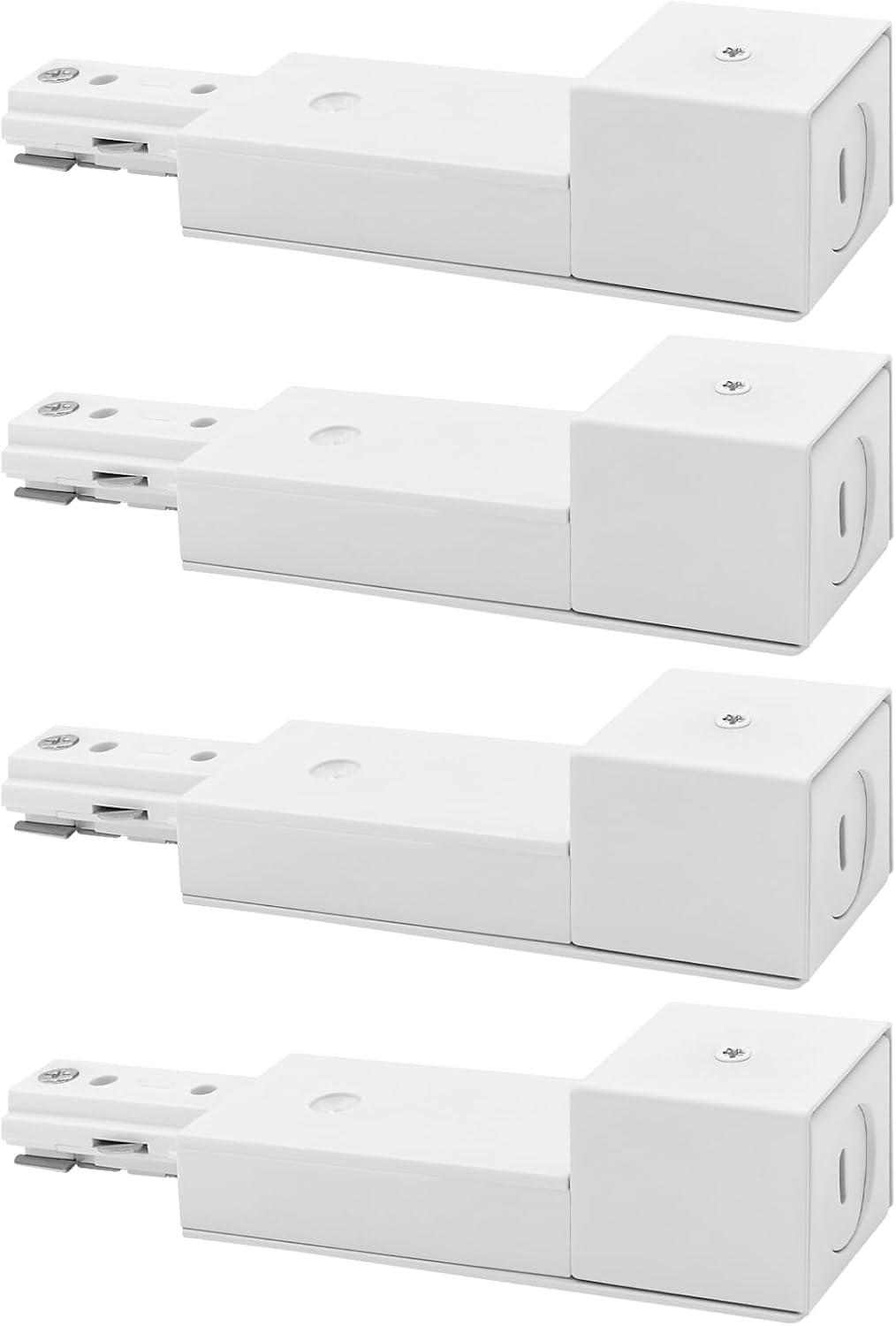 LUXRITE H Track Lighting Conduit Live End Connectors, White (4 Pack)