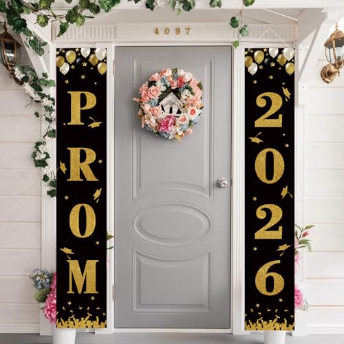 Black and Gold Prom 2026 Decoration Outdoor Prom 2026...