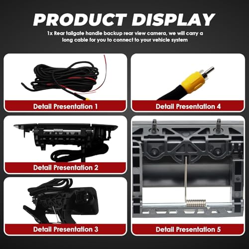 Image of Nakkaa Tailgate Handle Backup Camera Compatible with Ram 1500 2500 3500 2009-2017 Rear View Camera 68197873AA 68084284AB
