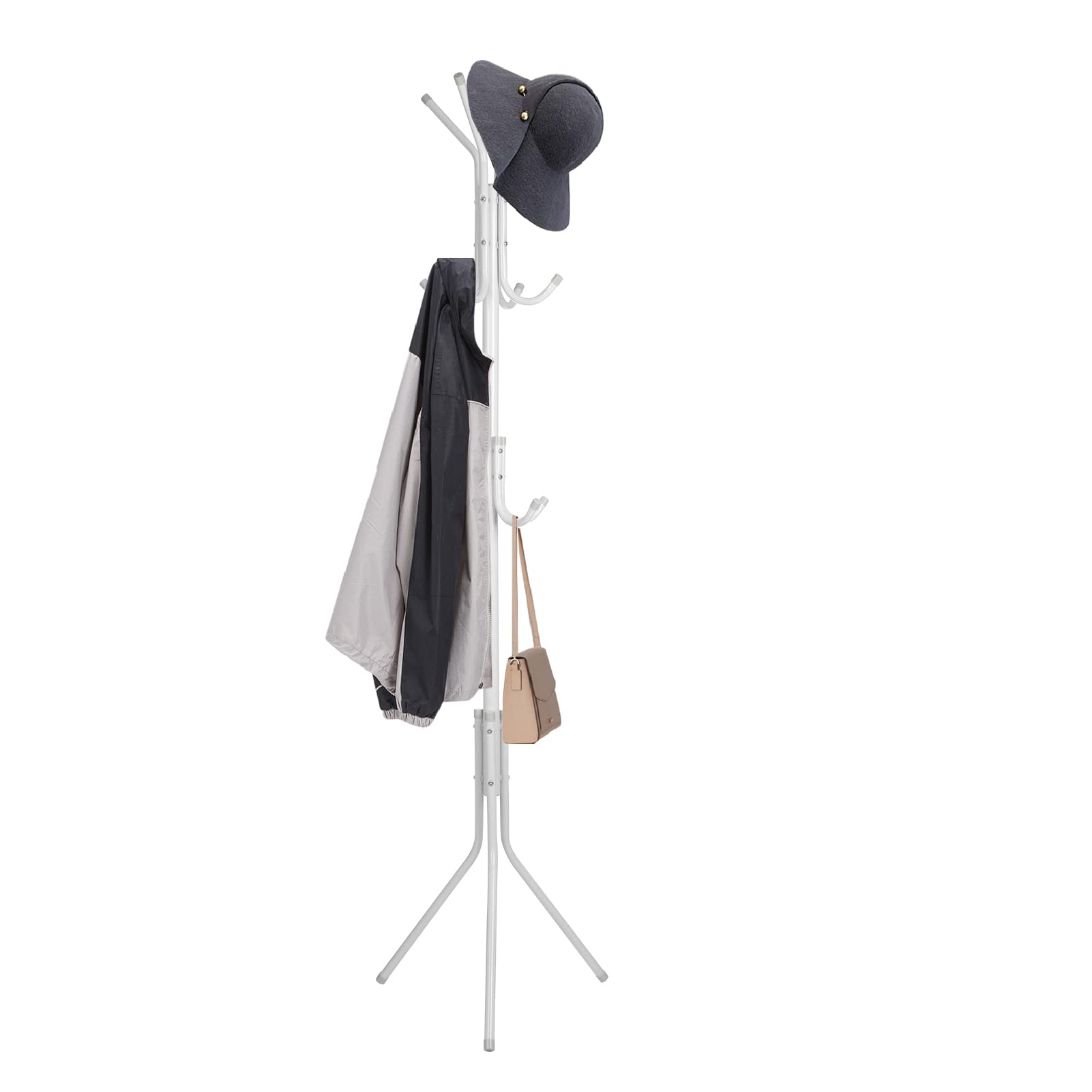 XJYMCOM Coat Rack 175cm 12 Hooks Clothes Stand for Jacket Rack Umbrella Clothes Holder Floor Standing Rack Clothes Hanger Hooks for Bedroom Hallway Office(White)