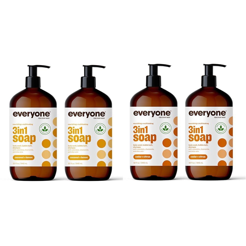 Everyone 3-in-1 Soap Body Wash Bubble Bath Shampoo 32 Ounce Pack of 2 3-in-1 Soap Body Wash Bubble