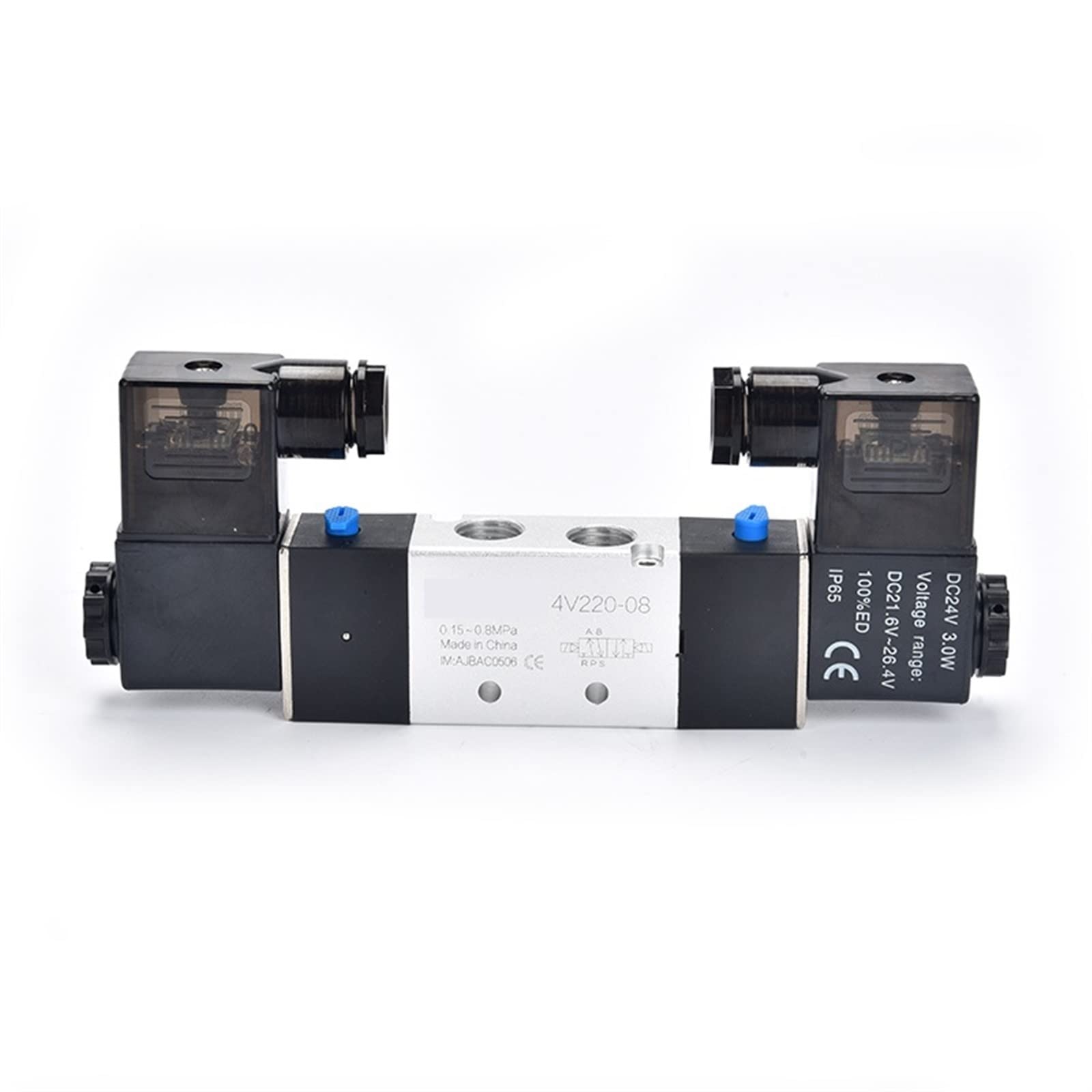 Zawór elektromagnetyczny 220 V pneumatyczny 4V220-08 powietrze 5-drożny 2 pozycje 1/4quot; stop cewki wewnętrzny DC 12 V elektryczny 24 V AC 110 V 1 szt. (W złączki 10 mm, 5 V)