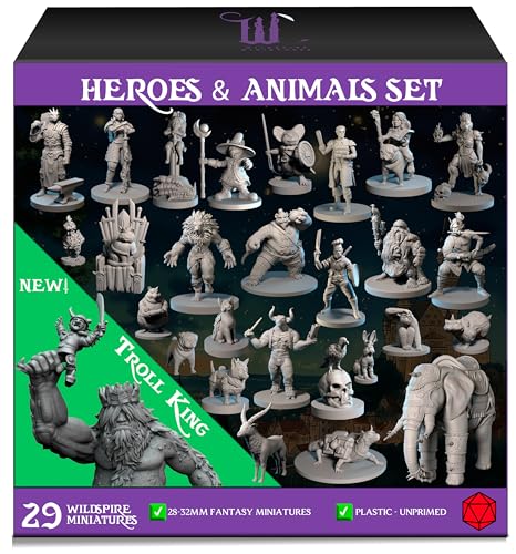 Wildspire - Set di 58 miniature fantasy di personaggi cittadini per miniature DND Bulk 28 mm Dungeons and Dragons Miniatures | per mini DND e