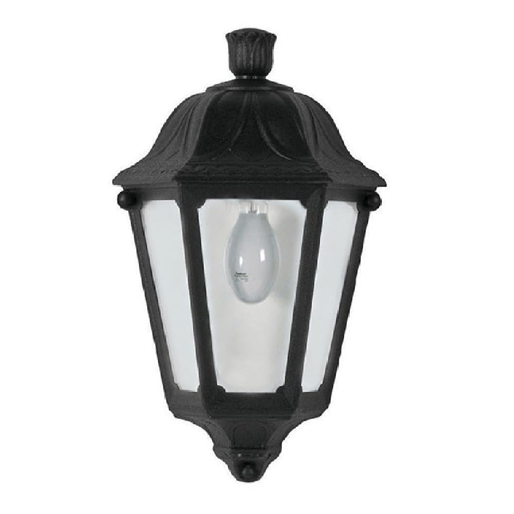Britalia Black Outdoor Traditional Vintage Flush Half Coach Lantern Wall Light | Ip55 Rated | 35Cm Height | 1 X Es E27 Lamp Required | Garden - Patio - Driveway | Uk Approved | Polycarbonate Resin Coastal