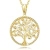 AGVANA Mothers Day Gifts 14K Solid Real Gold Tree of Life Necklace for Women Dainty Pendant Necklace Fine Jewelry…