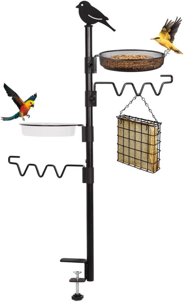 HRAYLTOP Deck Bird Feeder Station Kit Deck Bird Bath Hook Bird Feeding