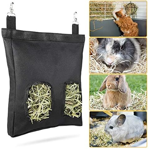 Geegoods Rabbit Hay Feeder Bag, Guinea Pig Hay Feeder Storage ,Hanging Feeding Hay for Small Animals 600D Oxford Cloth Fabric Cover