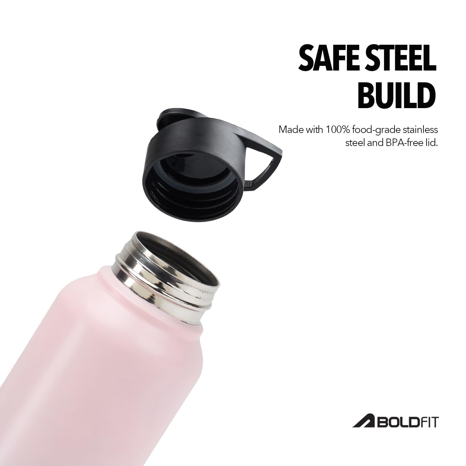 Boldfit 1L Stainless Steel Water Bottle, Pack of 2 - Image 3