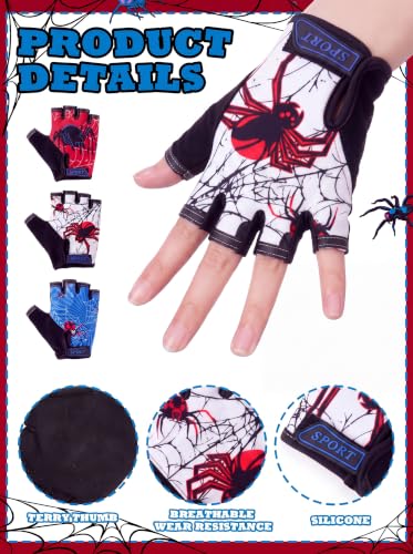 Image of Boao 3 Pairs Kids Half Finger Bike Gloves