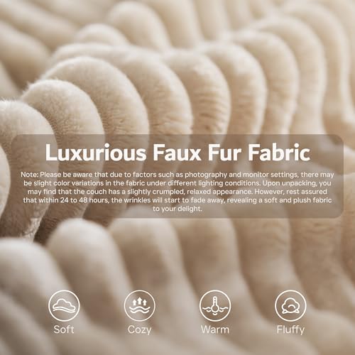 ovios Sectional Cloud Couch for Living Room, Modular Floor Sofa with Plush Corduroy, No Assembly Required, Big Comfy Couches Set with Fluffy Memory Foam, Stupendous U Shaped Sofas with Chaise, Beige