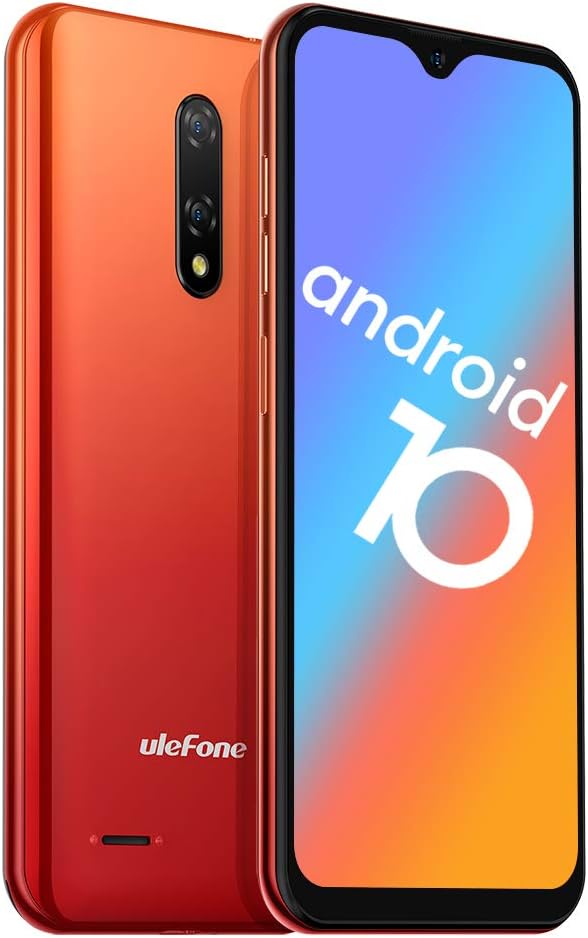 Ulefone Mobile Phone SIM Free Unlocked, Note 8P 4G Dual SIM Smartphones, 2GB RAM 16GB ROM 128GB Extension, 5.5 Inch Dewdrop Screen, Three Card Slots, Android 10, Dual Camera, Amber Sunrise