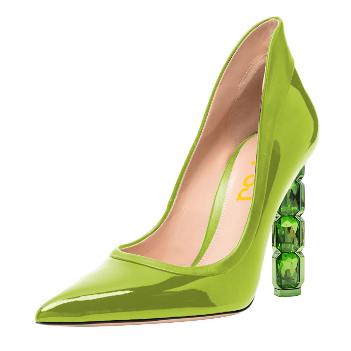 FSJ Women Pointed Toe Slip On Crystal Pumps Gorgeous Three Diamonds High Heel Bridal Wedding Comfort Party Dress Shoes Size 4-16 US