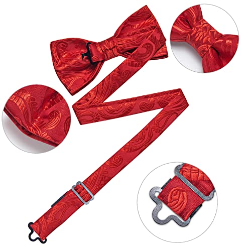 Image of DiBanGu Pre-Tied Bow Ties for Men Silk Adjustable Tuxedo Bowties Pocket Square Cufflinks Set with Lapel Pin Jacquard Woven