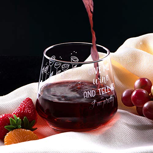 YWHL Stemless Burgundy Wine Glass with Funny Saying for Women 13 oz - Unique Wine Gift for Wine Lovers - Perfect for Red and White Wines - Dishwasher Safe