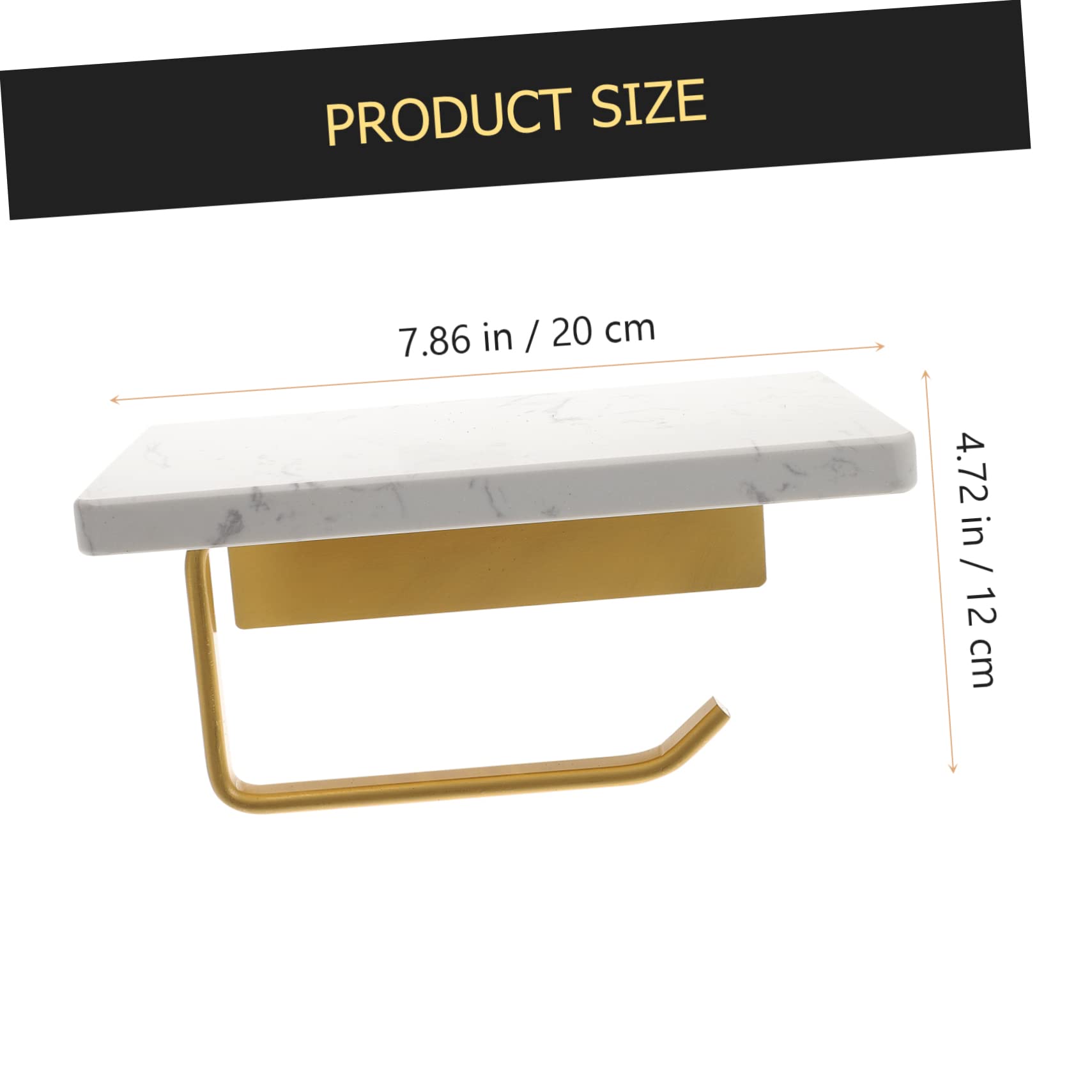 Holibanna Soporte de Papel Higiénico de Mármol Blanco con Repisa de Aluminio, Montado en Pared, para Baño y Aseo, Estilo Sencillo y Elegante