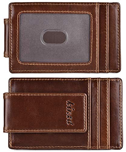 Money Clip, Front Pocket Wallet, Leather RFID Blocking Strong Magnet thin Wallet