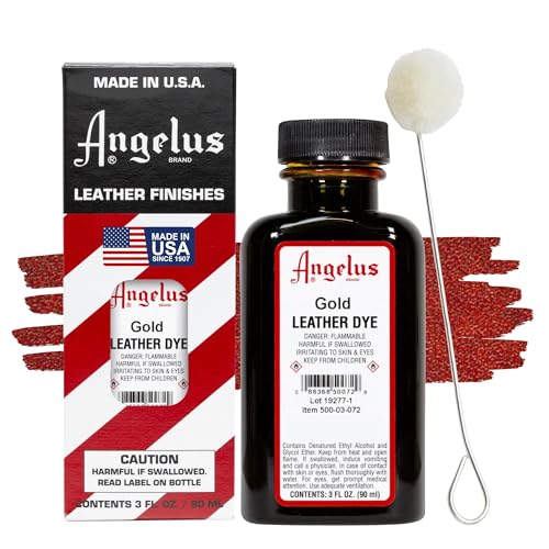 Angelus Leather Dye, Permanent Leather Dye for Shoes, Boots, Bags, Crafts, Furniture, & More - 3 fl oz, Gold