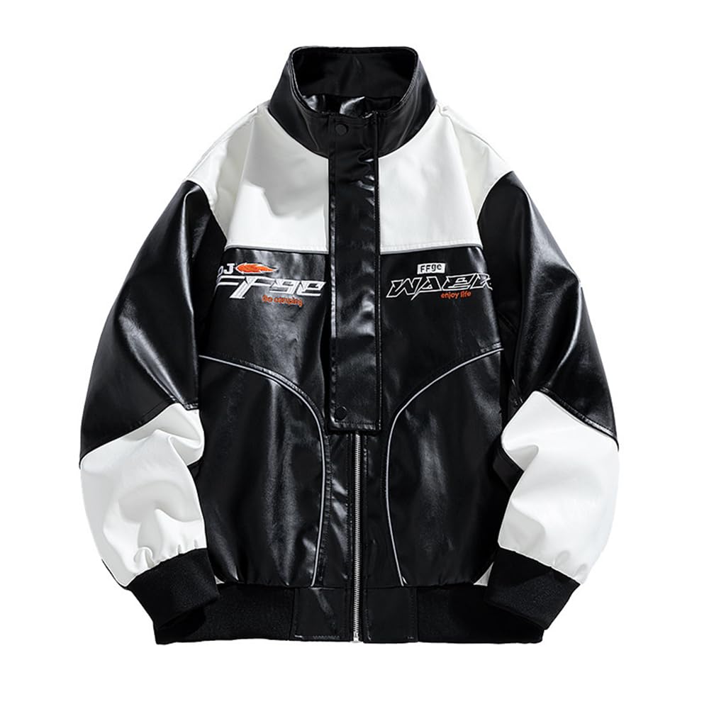 Men Jacket Men Fashion Handsome Faux Leather Jacket Men Long Sleeve Jacket Men Outdoor Jacket Men Casual Personality Trend Transition Jacket