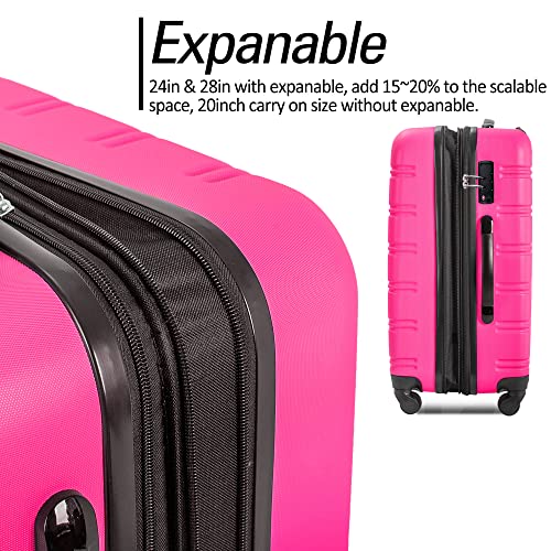 Merax Luggage Sets 3 Piece Suitcase Set 20/24/28,Carry On Luggage Airline Approved,Hard Case With Spinner Wheels,Pink #TOP1