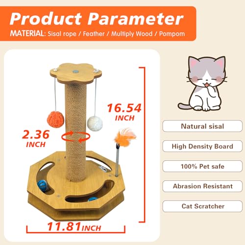Rascador para gato torre 4 en 1 con juguete interactivo miniatura 5