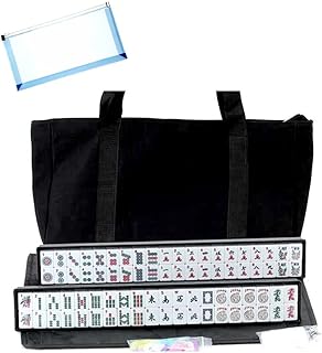 Omura Products | Western Mah Jong in Black Canvas | Bonus: Multi-Purpose #10 Size Pouch (Color May Vary)