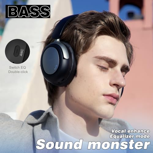 LC40 Hybrid Active Noise Cancelling Wireless Bluetooth Headphones Over Ear, 100H Playtime, EQ Modes, Game Mode, Transparency Mode, Fast Charging, Comfort Fit for Travel/Office/Gaming - Image 5