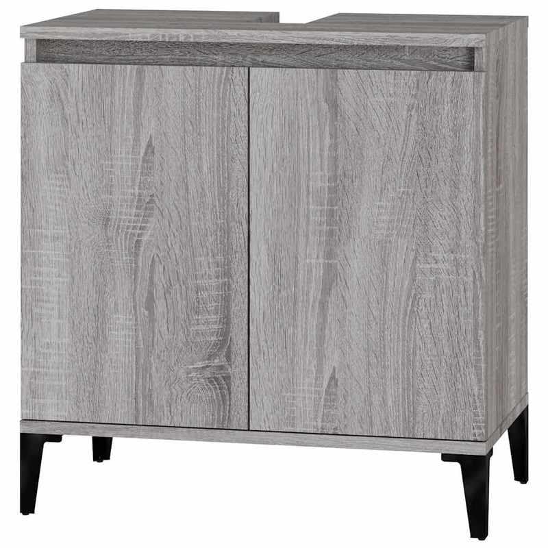 Eleganz Armario para debajo del lavabo Sonoma, 58 x 33 x 60 cm, juego de muebles de baño de madera y metal, ahorra espacio y es duradero para baños pequeños