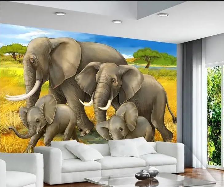 Papel tapiz mural de elefante, fondo de pantalla artístico, papel tapiz 3D, 3D, 150 x 105 cm