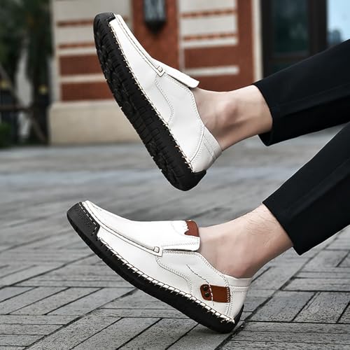 Mens Loafers Casual Slip on Shoes Business Lightweight Refreshing Classic Slippers Walking Driving White3