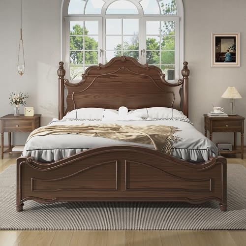 Image of Chogori Solid Wood Nightstands with Drawer, Farmhouse End Table Sofa Side Table with Storage Shelves, Real Wood Beside Table Accent Table for Small Spaces, Living Room, Easy Assembly (Walnut 1PC)