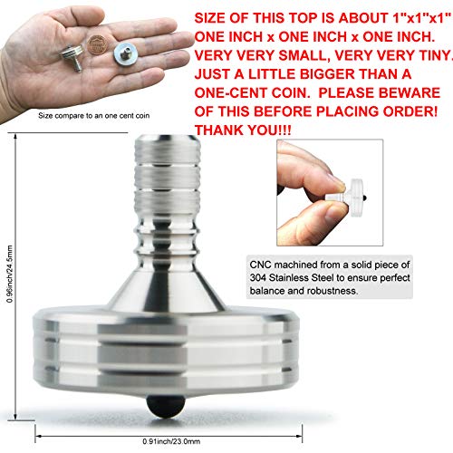 Image of DjuiinoStar High Performance Spinning Top: Long Lasting (Best Record 11:39!), CNC Machined from Solid Stainless Steel, Great Time Killer, EDC Desktop Toy, for Serious Players