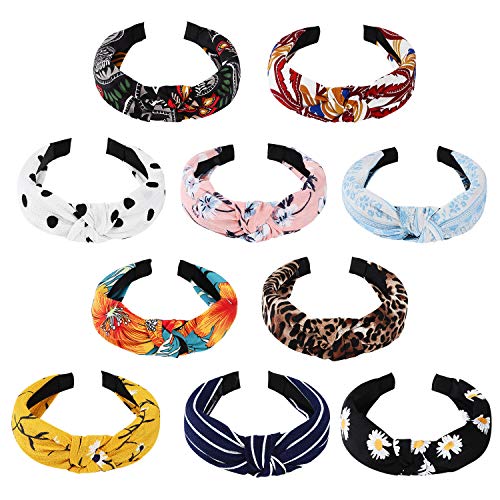 10 Pcs Headbands for Women, Wide Headbands Knotted Headbands for Women, Headbands for Women Hair, Women Headbands Fashion Turban Headbands Hair Hoops Hair Accessories for Women and Girls