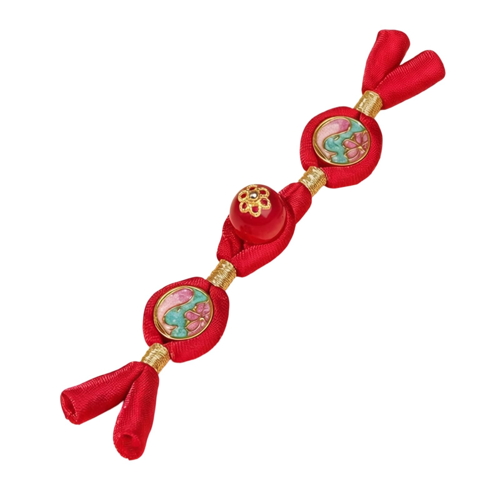 ljhnba Chinese Traditional Dress Decoration with Round Fortunes Symbol and Elegant Silk Tassels Sewing Accessory Set