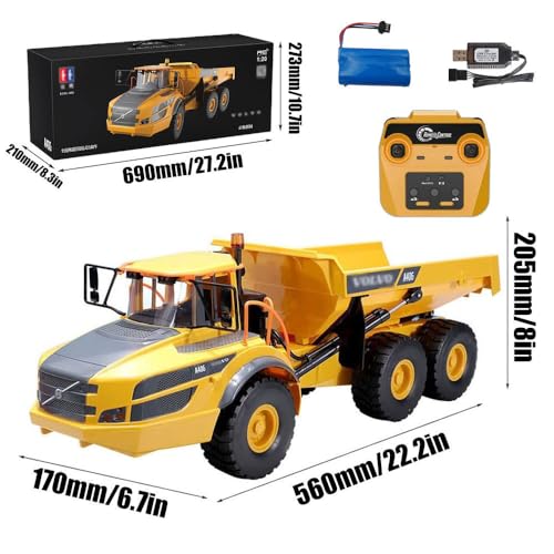 Image of 1 /20 Large 23IN Electric Remote Control Dump Truck A40G, 2.4G Simulated Acoustic-Optical RC Engineering Vehicle Model Transport Vehicle, 6-Wheel Lifting Bucket Construction Truck