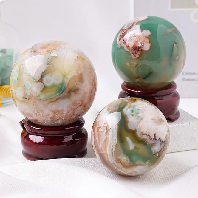 Agate Balls Sphere Crystal Worry Stone Quartz Gemstone Polished Palm Tumbled Gems Anxiety Stress Fengshui,50~55mm