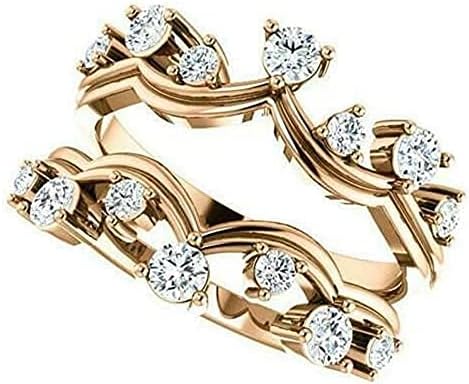 1Ct Round Cut Cubic Zirconia Engagement Enhancer Guard Wrap Ring Jacket For Womens 14K Rose Gold Plated 925 Sterling Silver