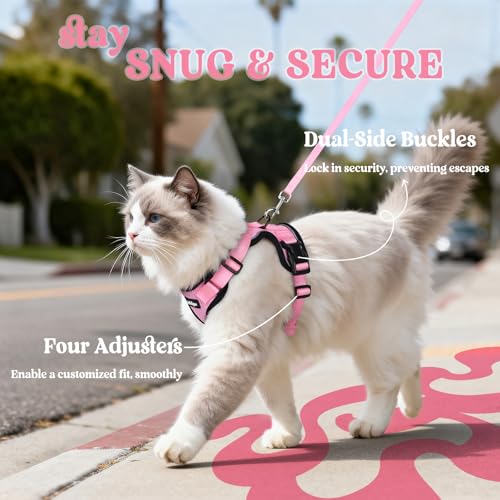 Image of rabbitgoo Cat Harness and Leash Set, Escape Proof Vest, Pink