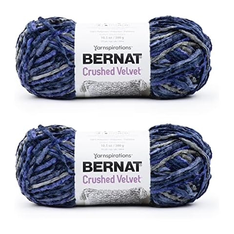 Bernat Crushed Velvet Navy Yarn - 2 Pack of 300g/10.5oz - Polyester - 5 Bulky - 315 Yards - Knitting/Crochet Cover