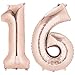 Produktbild Ouinne Ballon Zahl 16, 40 Zoll Helium Folie Luftballon 16 Geburtstag Folienballon Geburtstag Dekoration Set Riesen Folienballon Fur Party (Rose)