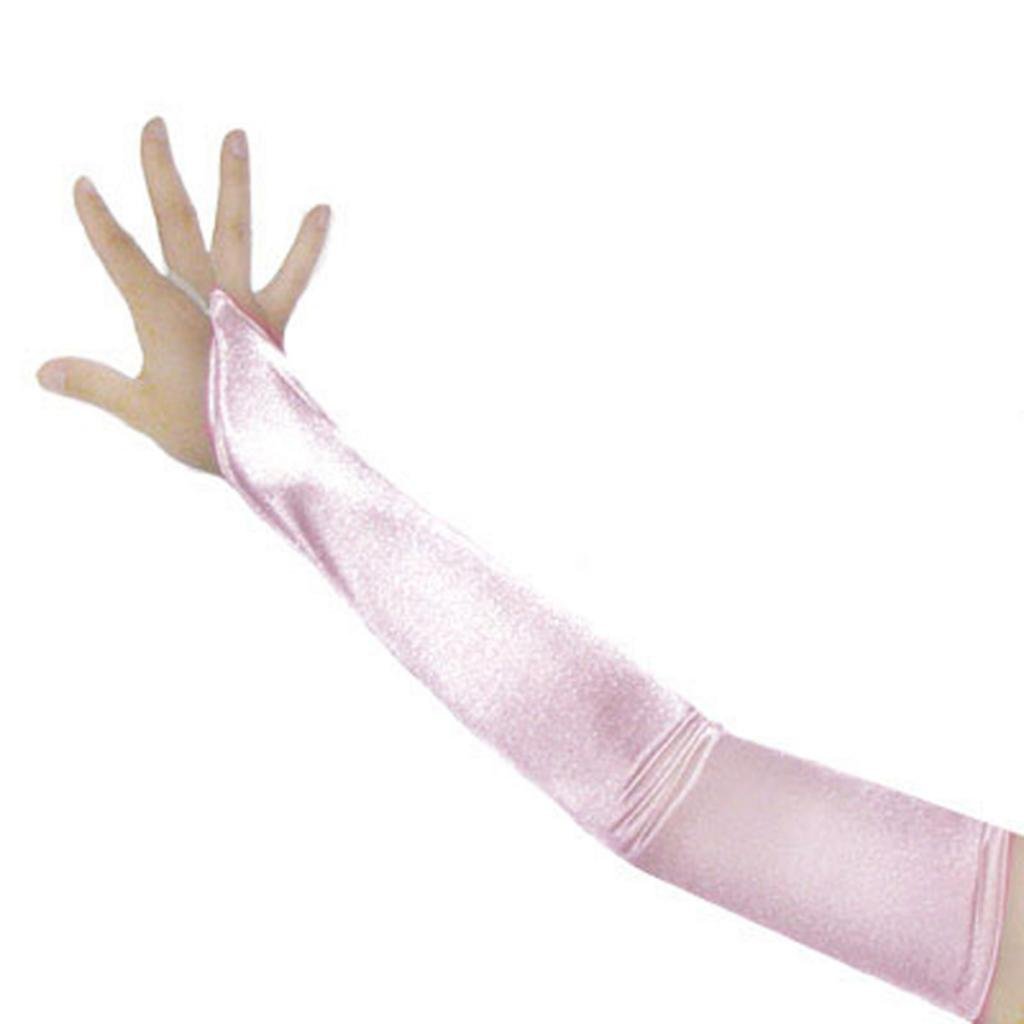 Fingerless 23" Long Bridal Satin Gloves Over the Elbow in 20 colors, Pink, One Size