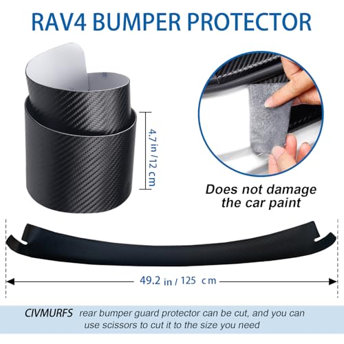 Image of Rear Bumper Protector for Toyota RAV4 2016-2019, Precision Fit | Precision carbon fiber guard for 2016-2019 RAV4. Scratch /UV /water-proof, no residue, no curl, easy tool-free install