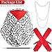Dewfond Halloween Dalmatian Costume,4 Pack Women Black White Dalmatian Shawl Scarf Stole, 1920s Red Glove, Faux Pearls Necklace for Adult