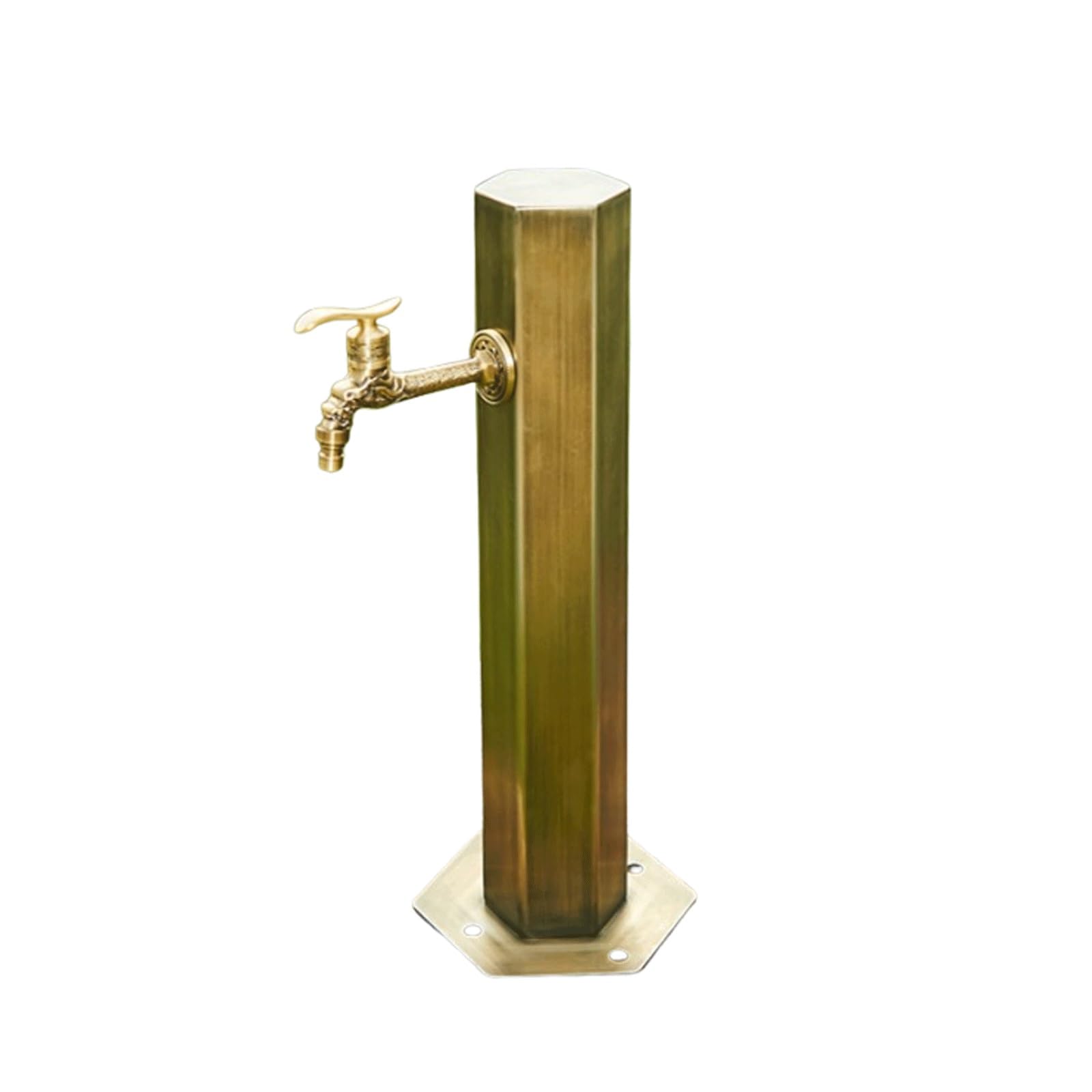 Colonna d'acqua da giardino in acciaio inossidabile antico da 19,7'', rubinetto verticale esagonale, fontana decorativa, erogatore d'acqua, idrante