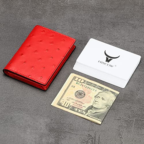 Image of HISCOW Full Grain Leather Business Card Holder Case | Minimalist EDC wallet, gusset holds 25 cards, ID window, fits folded bills, bifold profile, premium gifts for men & women