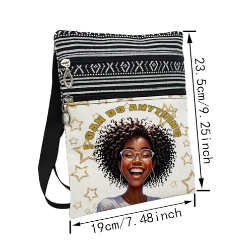 African American Messenger Bag Small Ethnic Pattern Adjustable Strap Crossbody Zipper Pouch Inspiring Phone Organizer Wallet I Can Do Anything Shoulder Handbag for Black Women2