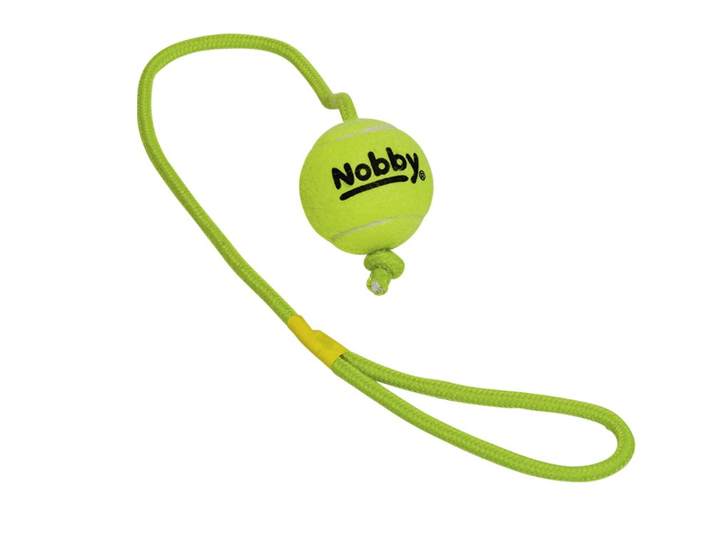 Nobby Pet Jaune Tennis Ball With Throw Rope For Dogs