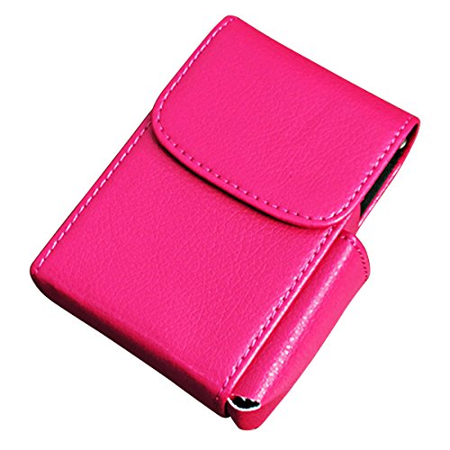 Sasairy Unisex Pitillera de PU Cuero Patrón de Litchi Caja de Cigarrillos con Mechero Caso de Cigarrillos Portátil Caja de Tabaco para Acomodar Cigarrillos