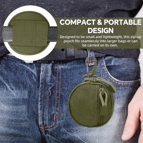 Image of ZIBUYU Zipper Pouch Bag Backpack Earphone Bag with Quick Connect Clasp, Small Oxford Cloth Accessories Bag Coin Pouch Utility Pouch for Backpack, Bag, Keyring