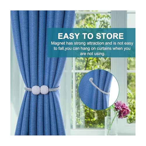 Image of TIED RIBBONS Set of 2 Handmade Magnetic Curtain Tiebacks Magnetic (Grey, 17 Inch) - Curtain Tie Backs Rope Outdoor Treatment Holdbacks Curtain Holders for Drapes Window Sheer Drapes Outdoor Indoor