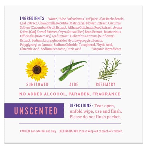 Stall Mates Wipes Feminine Fresh - Flushable | Individually Wrapped Cleansing Travel Friendly PH balanced Unscented with Sunflower, Rosemary and Aloe - Image 6